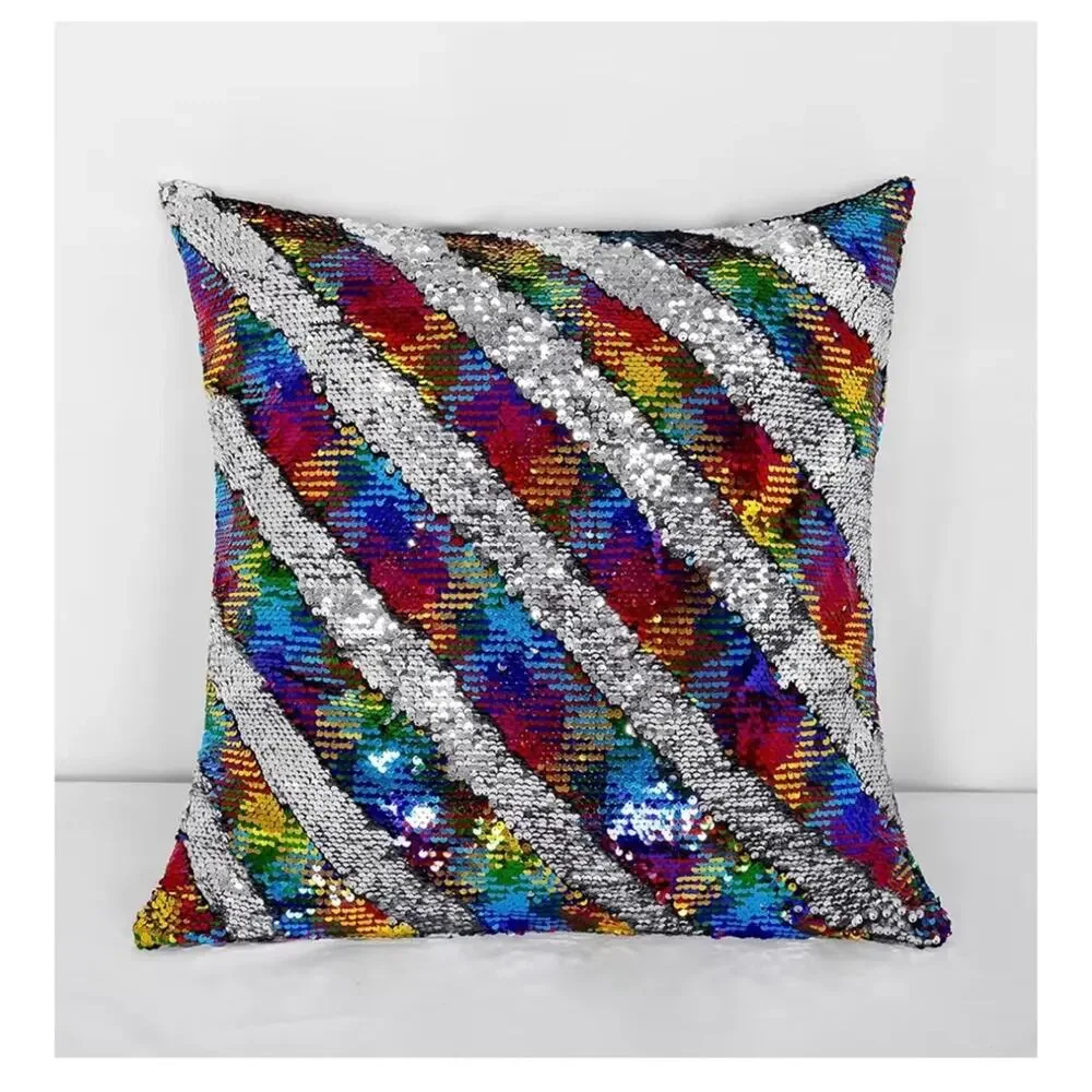 Colorful Sequin Throw Pillow Case 16x16 (A147)